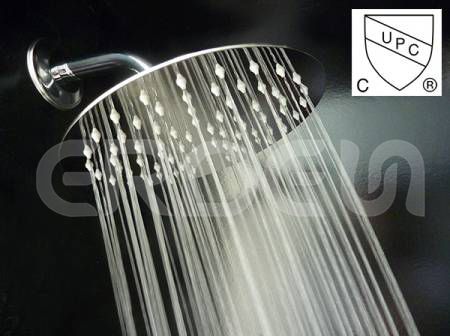 UPC cUPC Single Function Round Rain Shower Head with Self Cleaning Nozzles - ERDEN Stainless Steel Single Function Rain Shower Head with Self Cleaning Nozzles